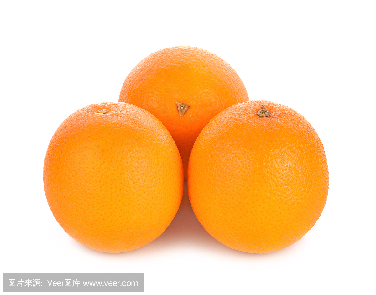 白色背景上的甜橙水果